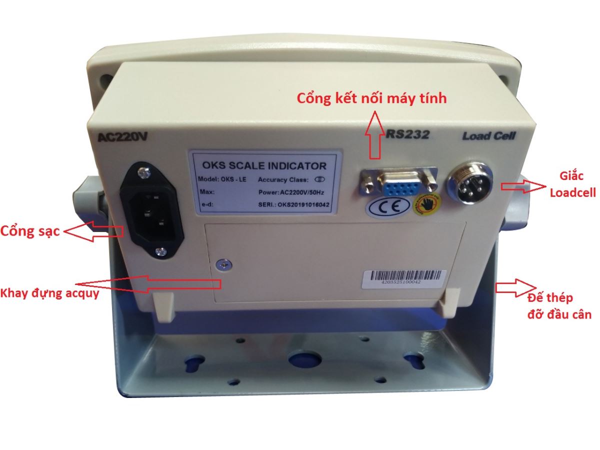 Mặt sau cân điện tử OKS